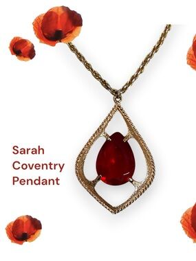 Sarah Coventry Gold-Tone Scarlet Tears Pendant 1973